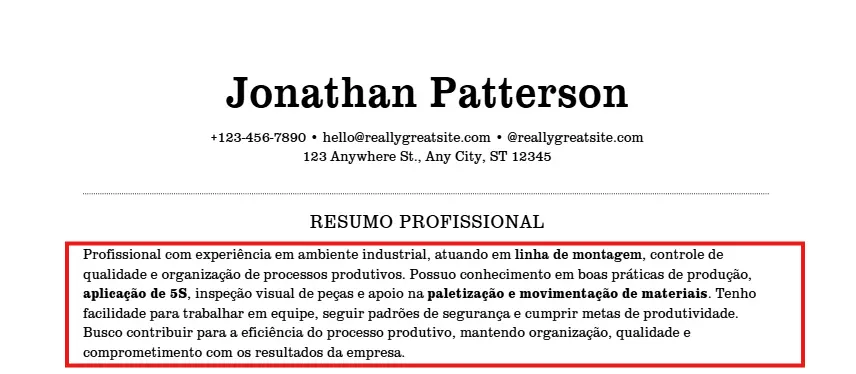 Palavras-chave no currículo para o PIM