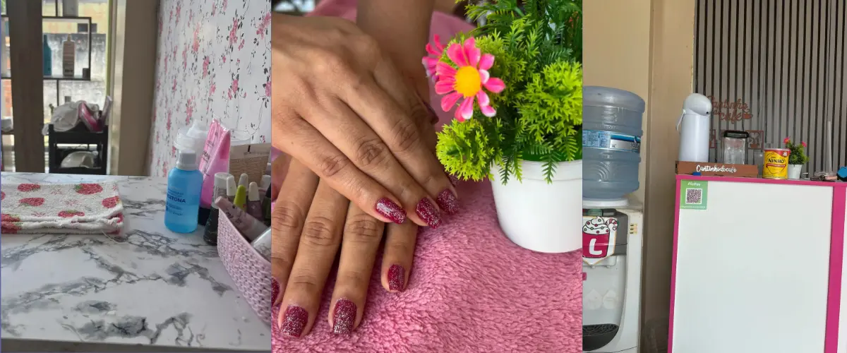 Manicure fazendo a unha no Studio da Gabi e Andriele